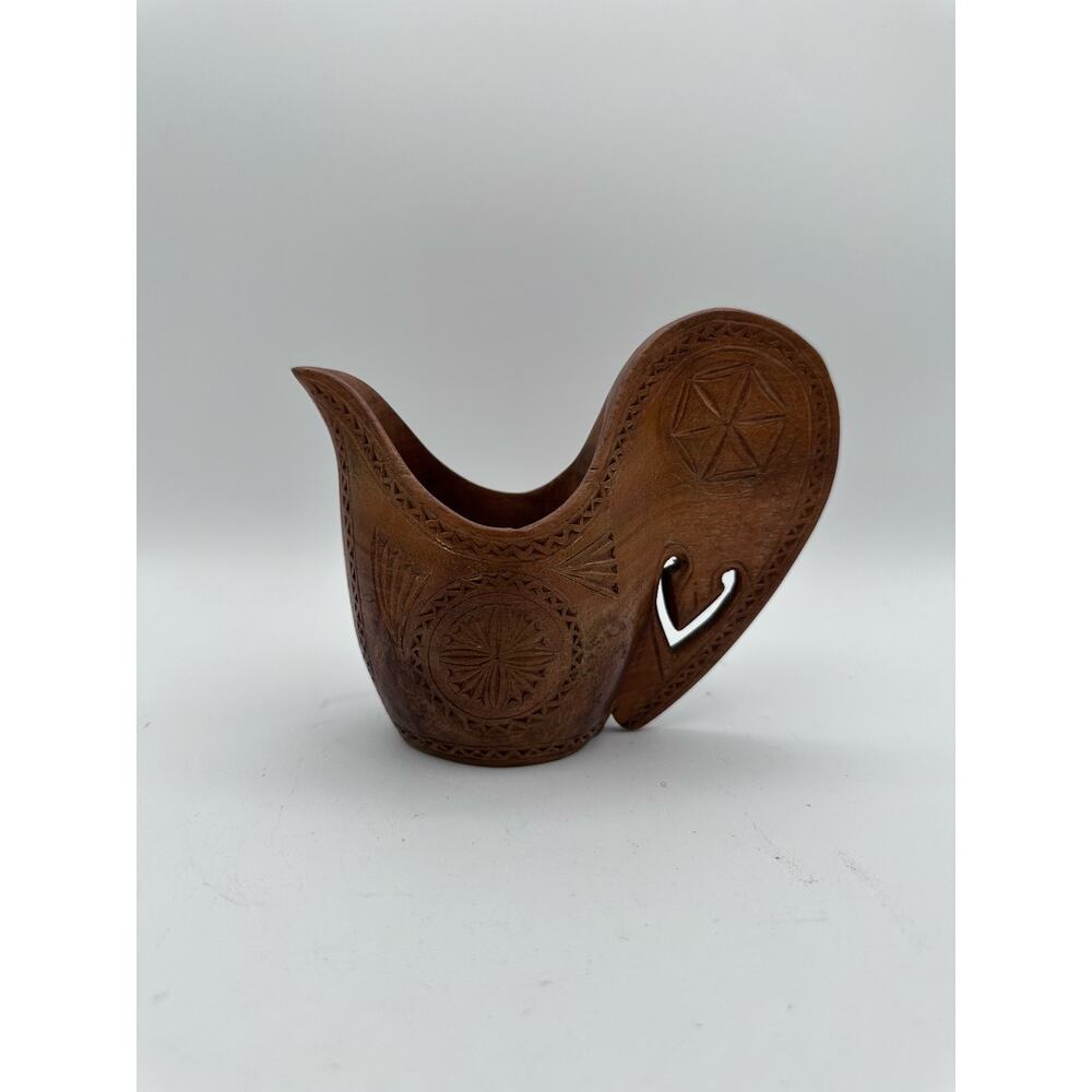 Vintage Hand Carved Yugoslavian Ceremonial Shepherd Cup Wedding Cup Folk Art MCM